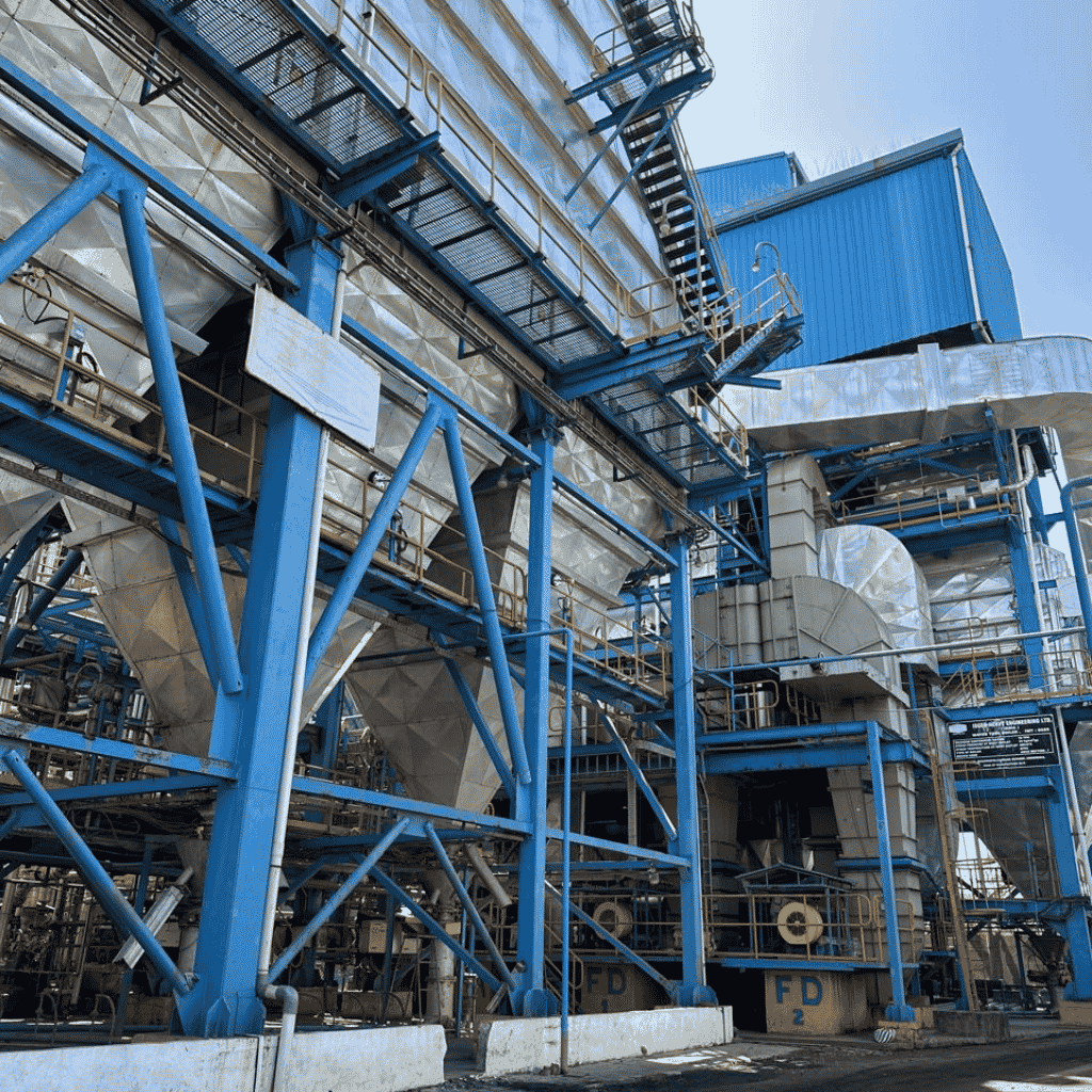 Industrial Water Treatment Basin Facility with Yellow Railing Systems